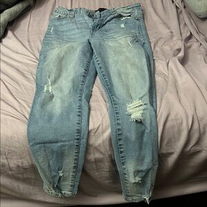 Kendall & Kylie Light Blue Distressed the contour high rise skinny jeans
